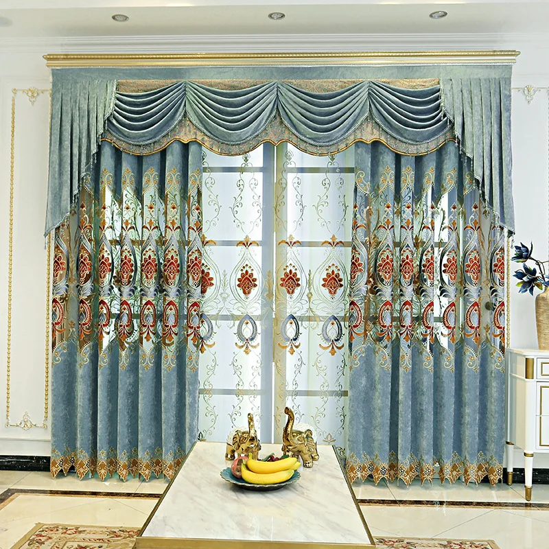 

Романтичные шторы в дворцовом стиле, высококачественные изысканные шенилловые вышитые занавески с высоким затенением для гостиной и спаль...