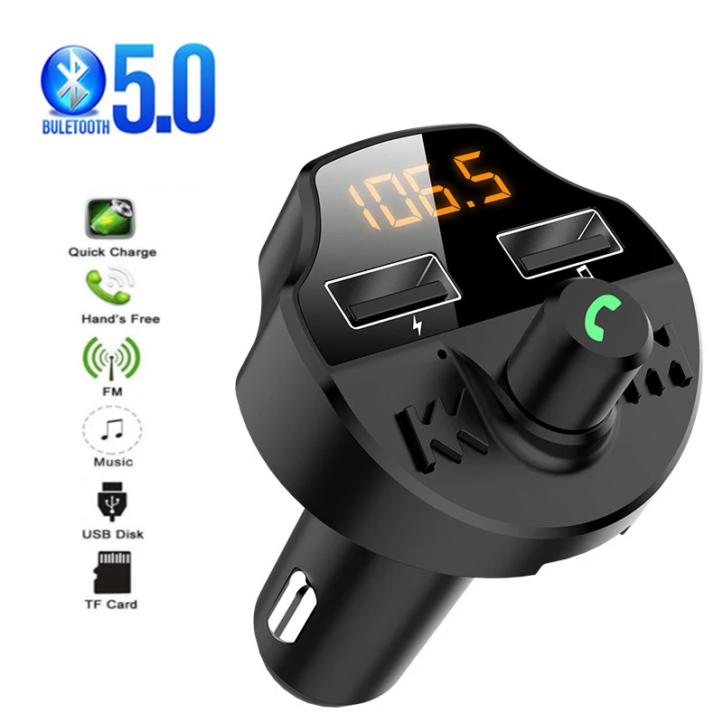 

Car Charger Multiport USB Adapter for Iphone 11 Pro Max Phone Charging Bluetooth 5.0 Car MP3 Player Handsfree FM Transmitter