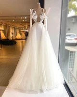 white charming luxury evening dresses long sleeves beading appliques floor length women prom wedding party gowns custom made