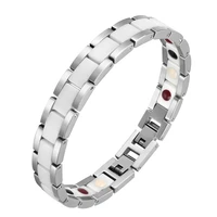 titanium steel ceramic bracelet lover design stainless steel real stone wrist band for male female gifts magnet energy bracelet