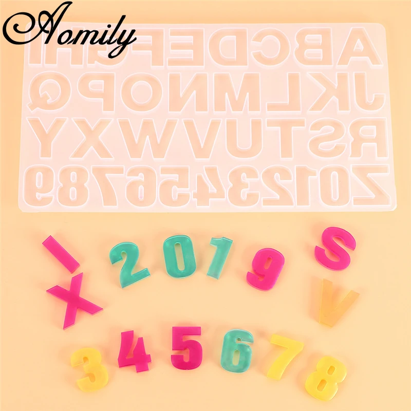 

Aomily Alphabet Letter Digital Silicone Resin Epoxy Mold DIY Jewelry Mold Crystal Diamond Mold Birthday Fondant Cake Decoration