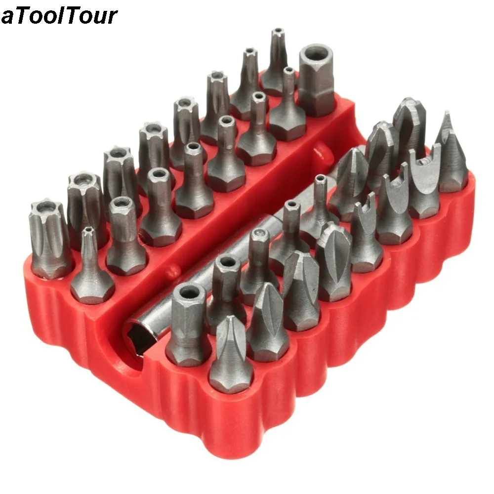 

33pcs Set Screws Security Tamper Proof Spanner Star Hex Torx Wing Small Screwdriver Bits with 1/4" 6.35mm Magnetic Holder Tools