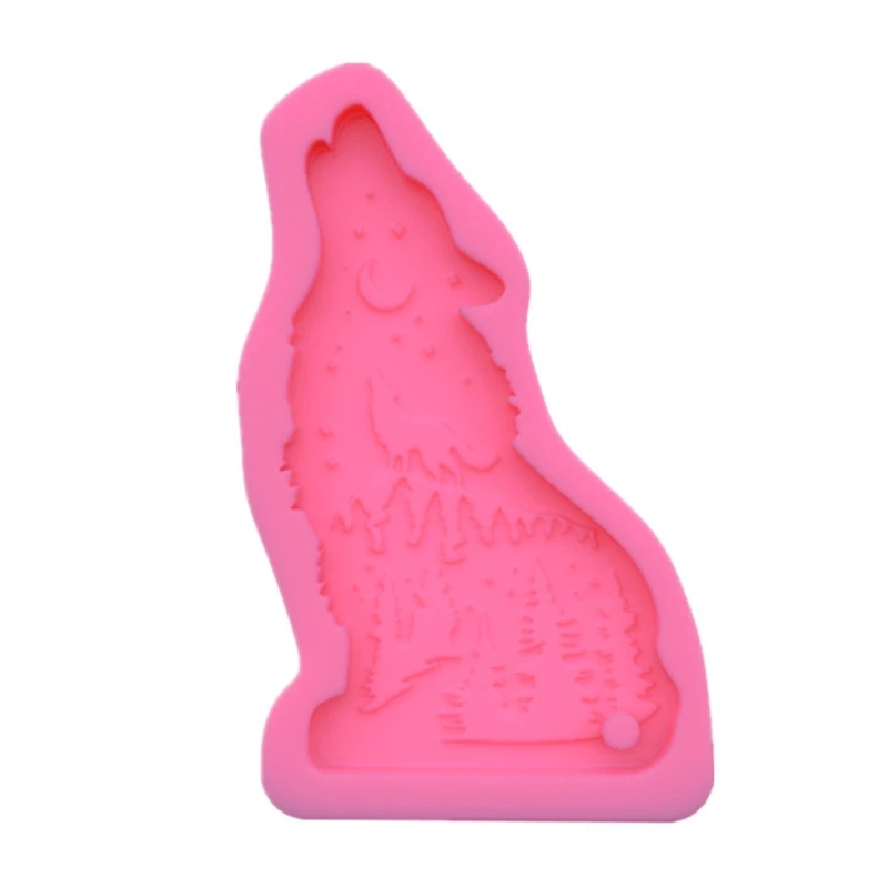 Shiny Wolf Keychain Epoxy Resin Mold Necklace Pendant Silicone Mould DIY Crafts Animals Decortaion Casting Tool | Украшения и