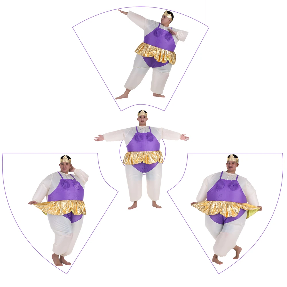 

Cute Adult Inflatable Ballerina Costume Fat Suit for Women/Men Air Fan Operated Blow Up Halloween Party Fancy Jumpsuit Outfit