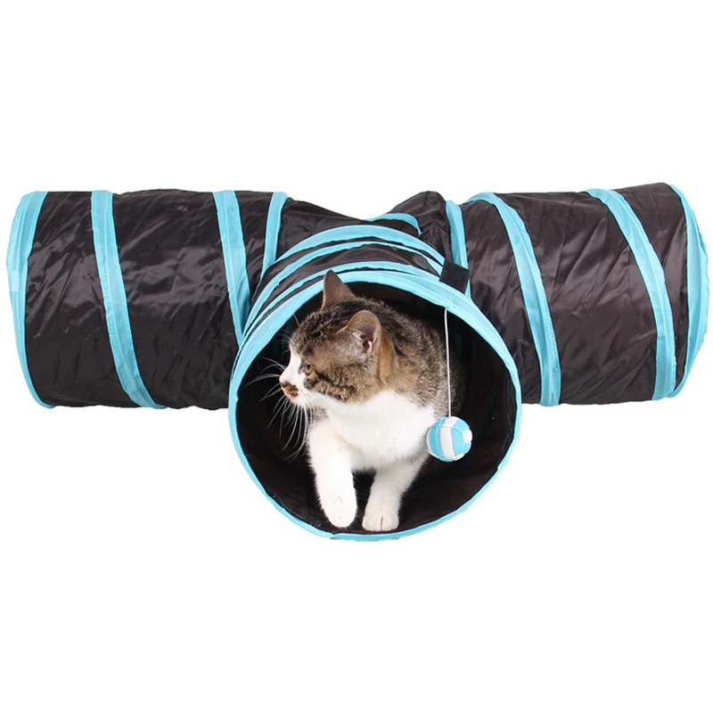3 WAY туннель для кошек Y Форма Складной домашнего животного котенка Играть Игрушка