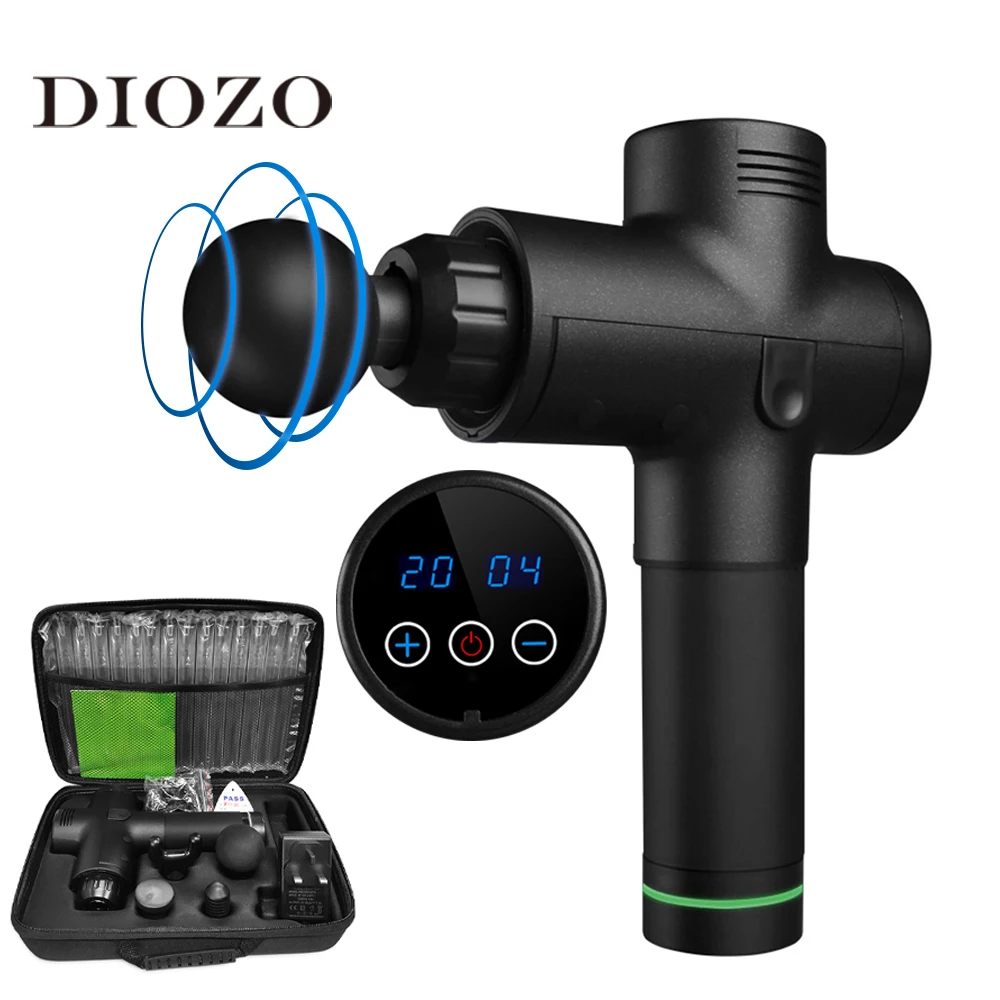 Массажный пистолет с ЖК дисплеем вибрационная терапия мышц глубокая ткань 6