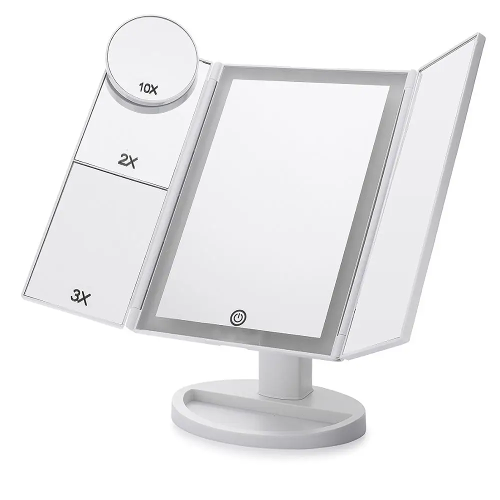 

Desktop Travel Vanity Makeup Mirror Lighted LED Mirror Foldable Makeup Mirror With LED Lights