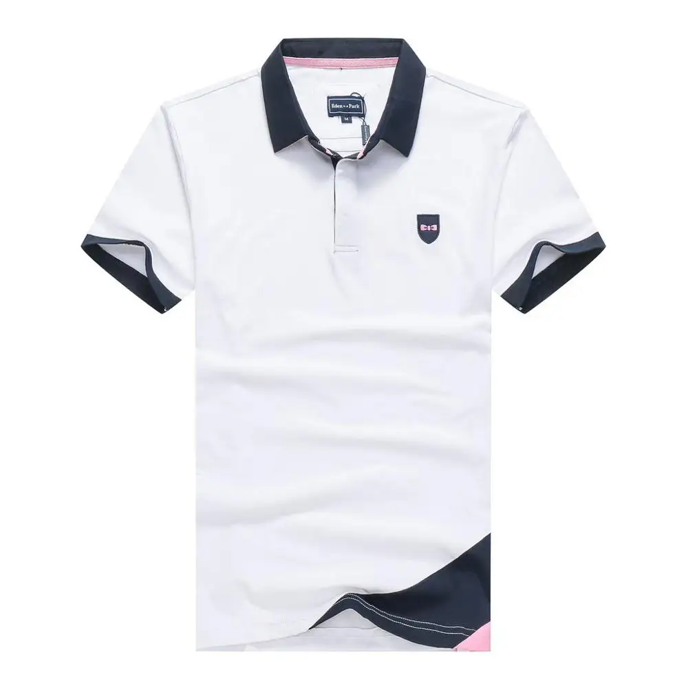 

French Eden park men Brand business casual matching pure cotton high quality Male polos Shirts large size M to 3XL