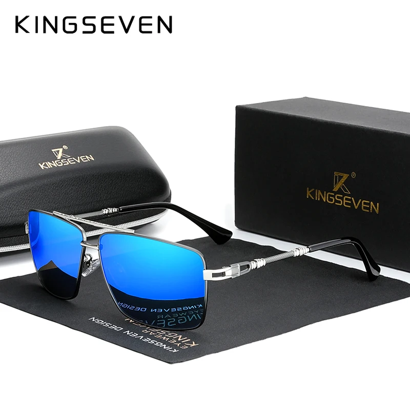 

KINGSEVEN 2020 New Men's Glasses Structure Design Temples Sunglasses Brand Polarized Women Stainless steel Material Gafas De Sol