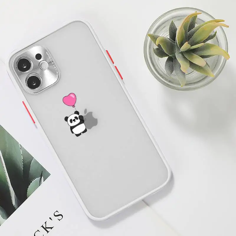 

Off Panda Cat Dinosaur Phone Case For iPhone 12 11 Mini Pro XR XS Max 7 8 Plus X Matte transparent White Cover