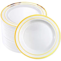 2021 25pcs golden disposable plastic tableware plate wedding gift birthday party supplies