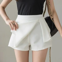 summer mini shorts casual girl irregular womens shorts high waist a line slit korean shorts skirts asymmetric pleated shorts