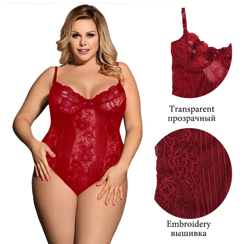 Neon Lace Bodysuit Transparent Body Mujer Plus Size 3XL 5XL Black Outfits Hot Streetwear Sexy Jumpsuit Women Kombinezony RS80536