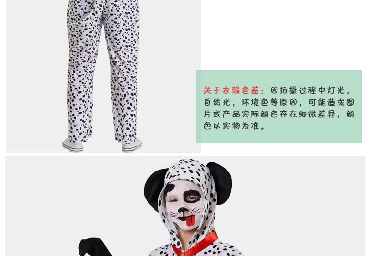 Хэллоуин Дети Мальчики Onesie Далматин пятнистая собака косплей костюм черный белый милые животные кигуруми Детский комбинезон пижамы для взрослых