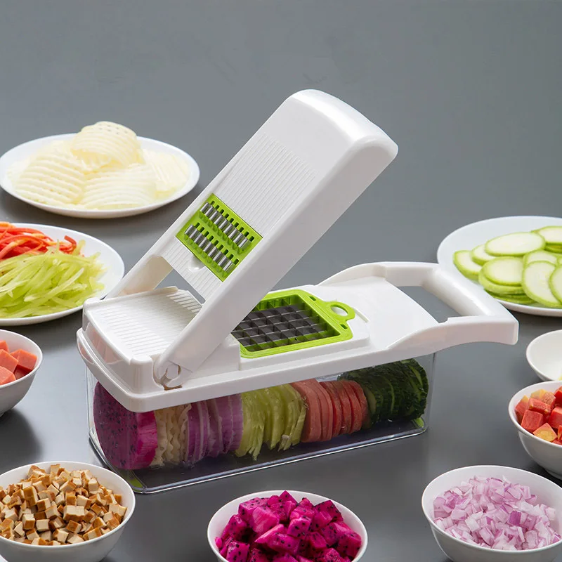 Kitchen Accessories - Multifunctional Vegetable Cutter Slicer & Fruit Potato Peeler with Carrot Grater - Basket Vegetable Slicer Shredders image 3