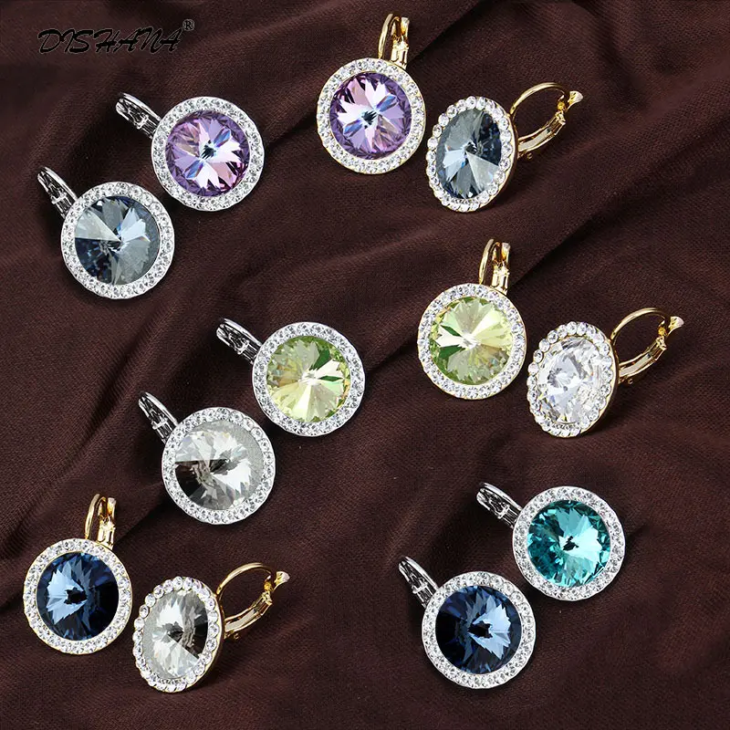 Женские модные серьги с подвесками элегантные подвески фиолетовым кристаллом