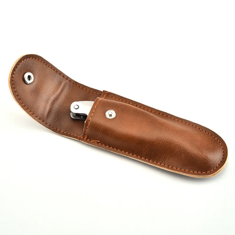 

Travel Razor Holder Case for Manual Double Edge Safety Razor Razor PU Leather Brown Color 1 Pc