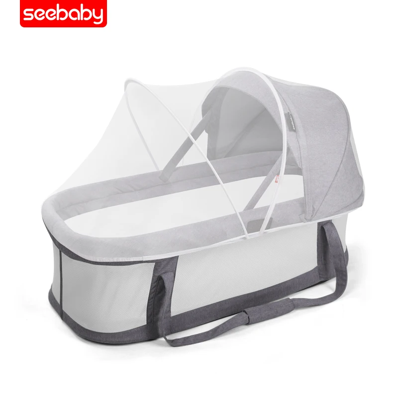 Portable Carrycot Hand Car Mounted Foldable Basket Safe Infant Bed Newborn Infant Multi-functional Basket