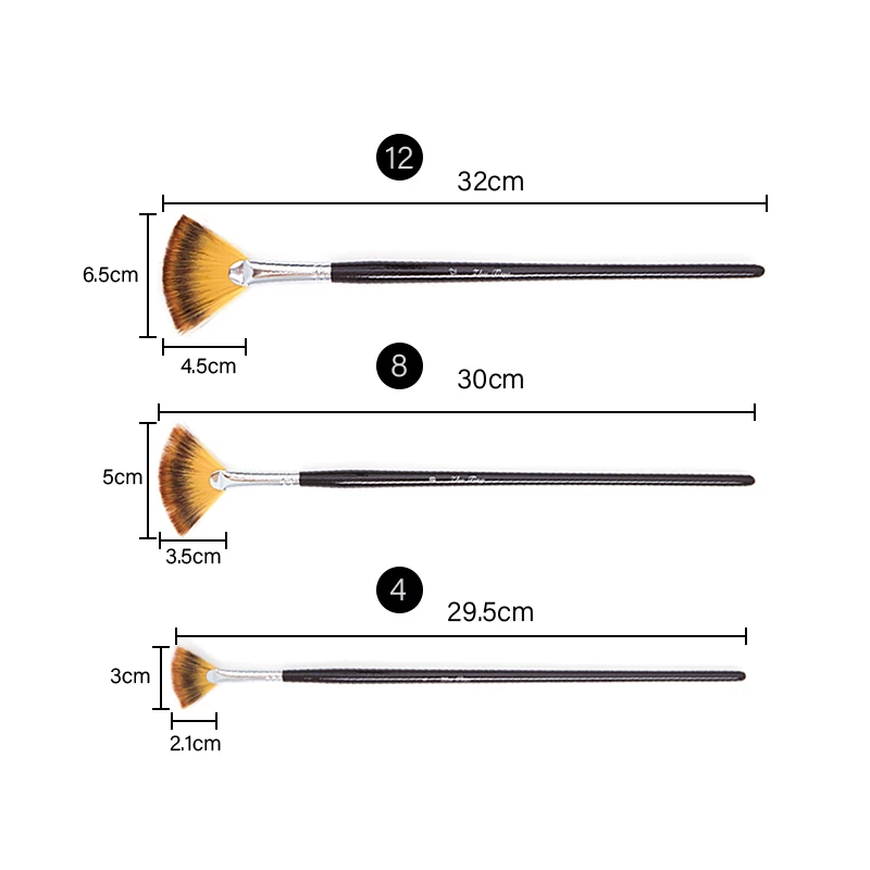 

3Pcs Fan Shaped Watercolor Paint Brush Set Mixed Hair Copper Tube Gouache Brushes for School Painting Brush Art Supplies