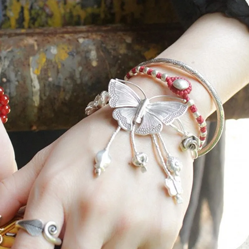 Серебряный браслет-бабочка ручной работы из Таиланда серебряный браслет с