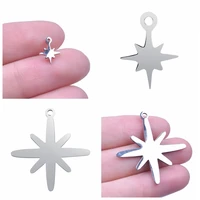 5pcs eight awn star stainless steel pendants for men women decoration charm diy jewelry making supplies necklace anklet material