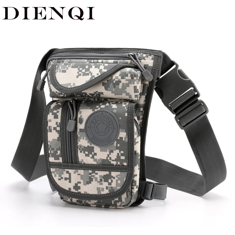 

DIENQI Tactical Waterproof Fanny Pack Men Small Motorcycle Drop Leg Bag Cross Body Sling Chest Bag Sports Male Shoulder Wait Bag