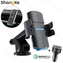 Wireless Car Charger Voice Prompt 10 W Qi Fast Charging Auto Clamp Car Mount Windshield Dashboard Air Vent For iPhone 12 Samsung
