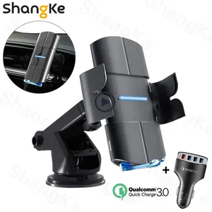 wireless car charger voice prompt 10 w qi fast charging auto clamp car mount windshield dashboard air vent for iphone 12 samsung free global shipping