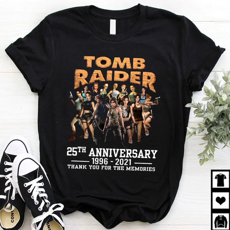 

Tomb Raider Shirt, 25th Anniversary 1996-2021 Shirt,Oversized T-shirt For Men 3d Black T Shirts