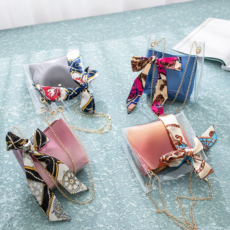 2019 летняя модная женская сумка ПУ плюс ПВХ прозрачная через плечо Наклонная