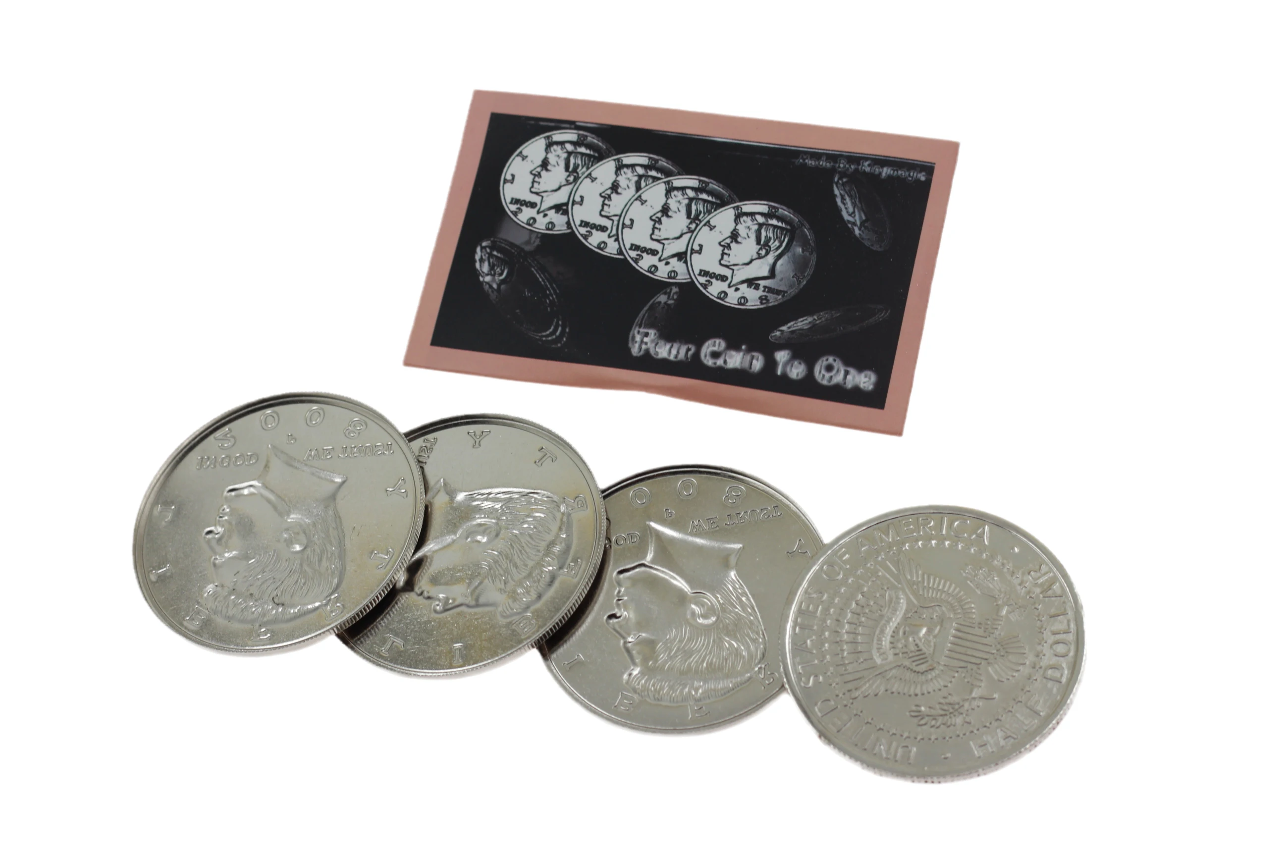 Jumbo Half Dollar Shells 3 + 1 Set(Dia 5.8cm) One Coin to Four Magic Tricks Magician Close Up Props Gimmick Accessories Comedy | Игрушки и