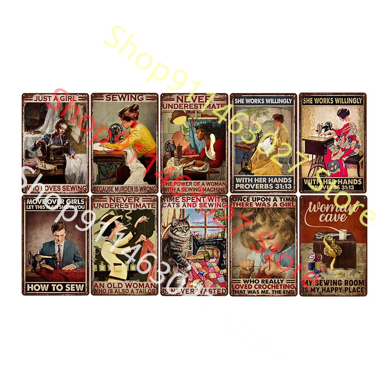 

Just a Girl Who Loves Sewing Metal Tin Sign Tailor Sign Decoration Tin Sign Wall Art Shabby Chic Home Decor Plaque Wall Poster
