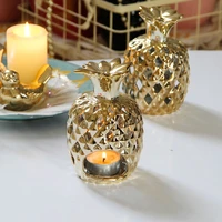 creative hollowed out gold ceramic pineapple wind lamp candle table european luxury home decoration