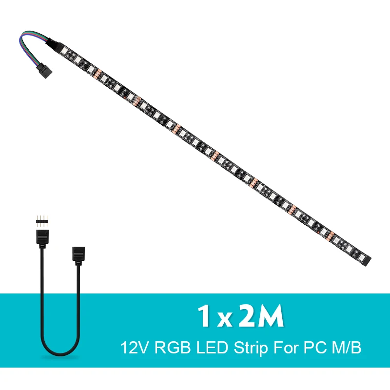 1 x 2M 12 В RGB 4pin PC материнская плата Светодиодная лента светильник 5050 RGB для ПК чехол для компьютера декор, RGB материнская плата панель управления Изменение цвета - Испускаемый цвет: 1 x 2M