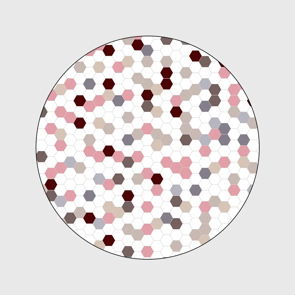 

Fashion Modern Nordic Pink Plaid Mosaic Princess Room Living Bedroom Round Floor Mat CarpetCustom Size