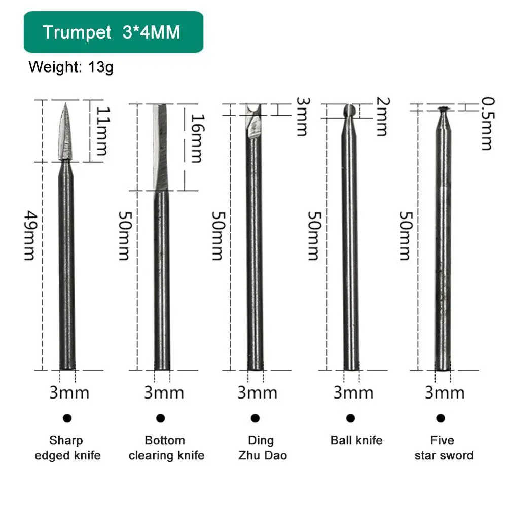 5 шт. стальные гравировальные сверла 3 мм хвостовик вращающийся инструмент для