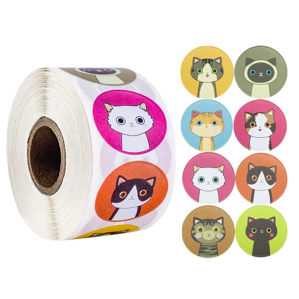500 шт. новые милые наклейки с мультяшным котом этикетки Скрапбукинг для блокнота