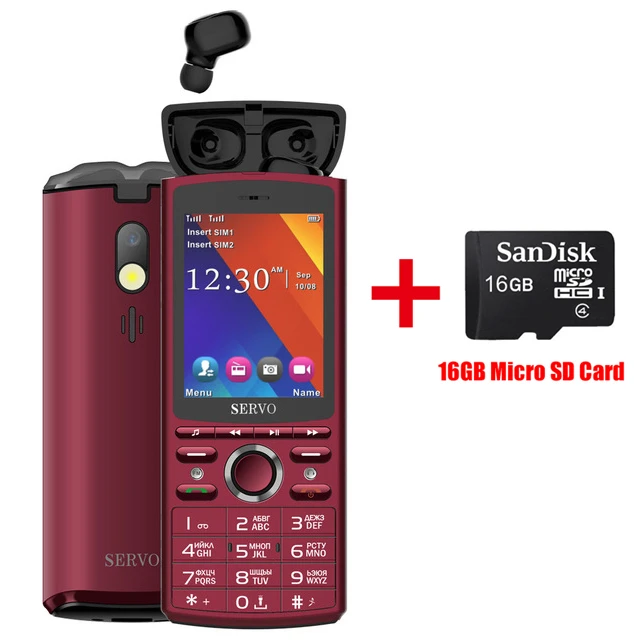 Red Add 16GB card Внешний аккумулятор 6000 мАч, Bluetooth, музыкальные наушники, мобильный телефон, 2,8 дюймов, gsm, кнопочный недорогой, Две сим-карты, разблокировка, русская клавиатура, мобильный телефон - Цвет: Red Add 16GB card