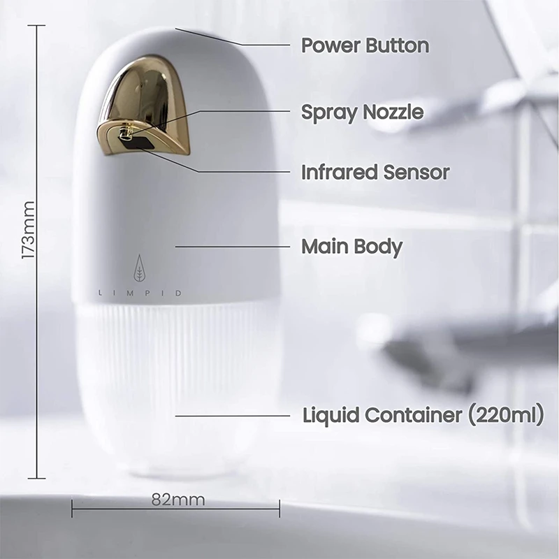 

Automatic Soap Dispenser,Touchless Soap Dispenser,Infrared Motion Sensor,Waterproof,220Ml for All Places