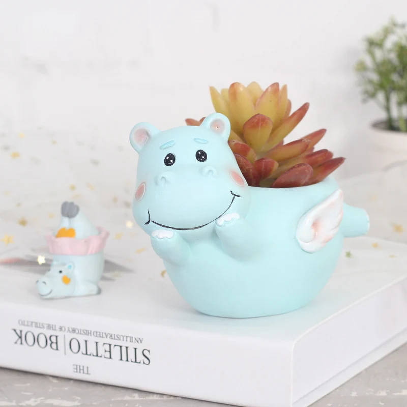 

Cartoon Cute Animal Deer Elephant Resin Succulent Holders Flower Pots Home Decoration Fairy Garden Decor Figurines Flowerpots