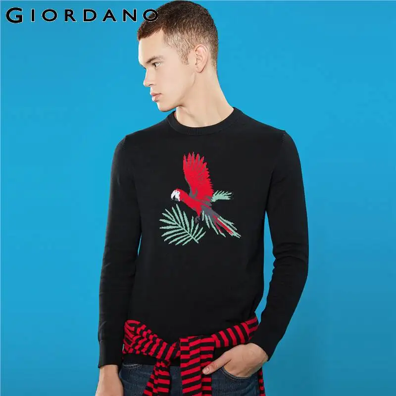 Giordano мужской свитшот джемпер с круглым вырезом под шею и печатным рисунком на