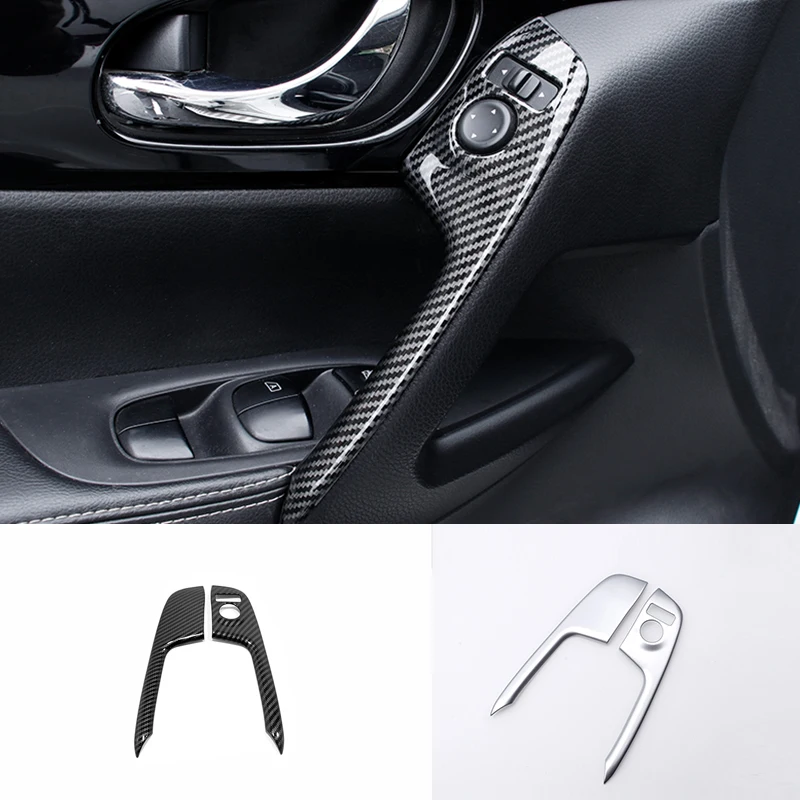 

2PCS ABS Carbon fiber Interior Door Window Switch Panel Handle Cover Trim For Nissan Qashqai J11 2015 2016 2017-2020 Accessories