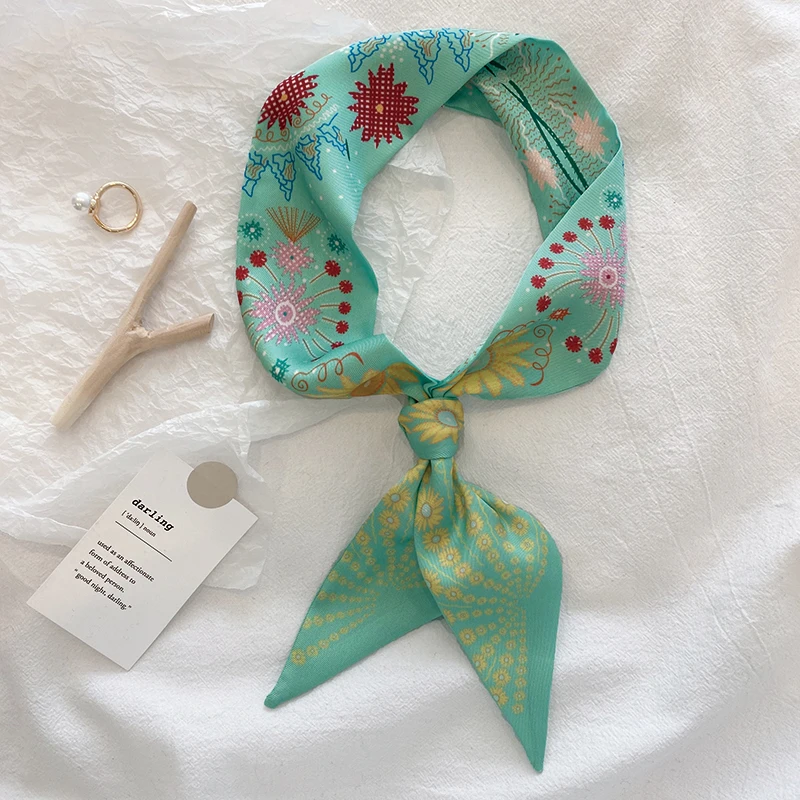 

Luna&Dolphin Women Spring Skinny Long Scarf 100x6cm Tropic Affair Daisy Doodle Hand Drawn Headbands Ribbon Choker Wrist Towel