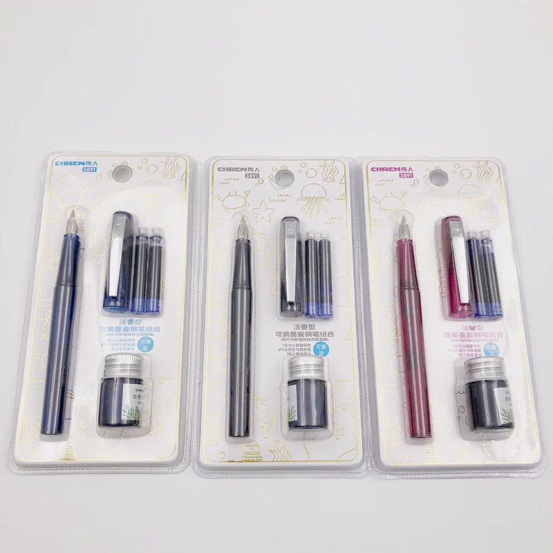 Набор ручек с синими чернилами 4 шт. цветных чернильных школьные канцелярские