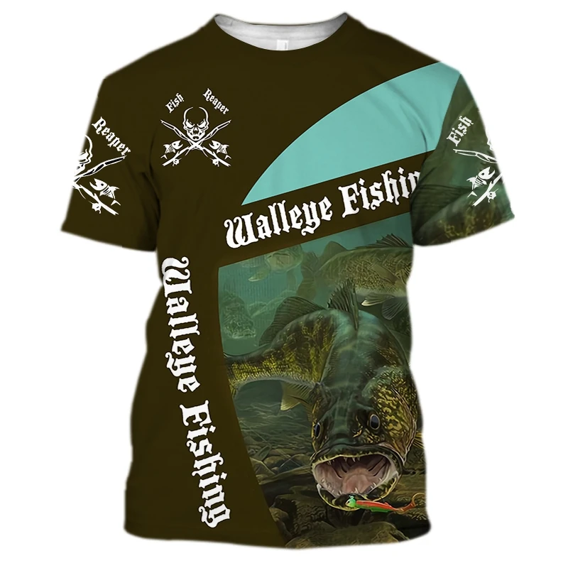 

2021 fishing T-shirt style casual digital 3D printing men and women summer short-sleeved O-neck casual top