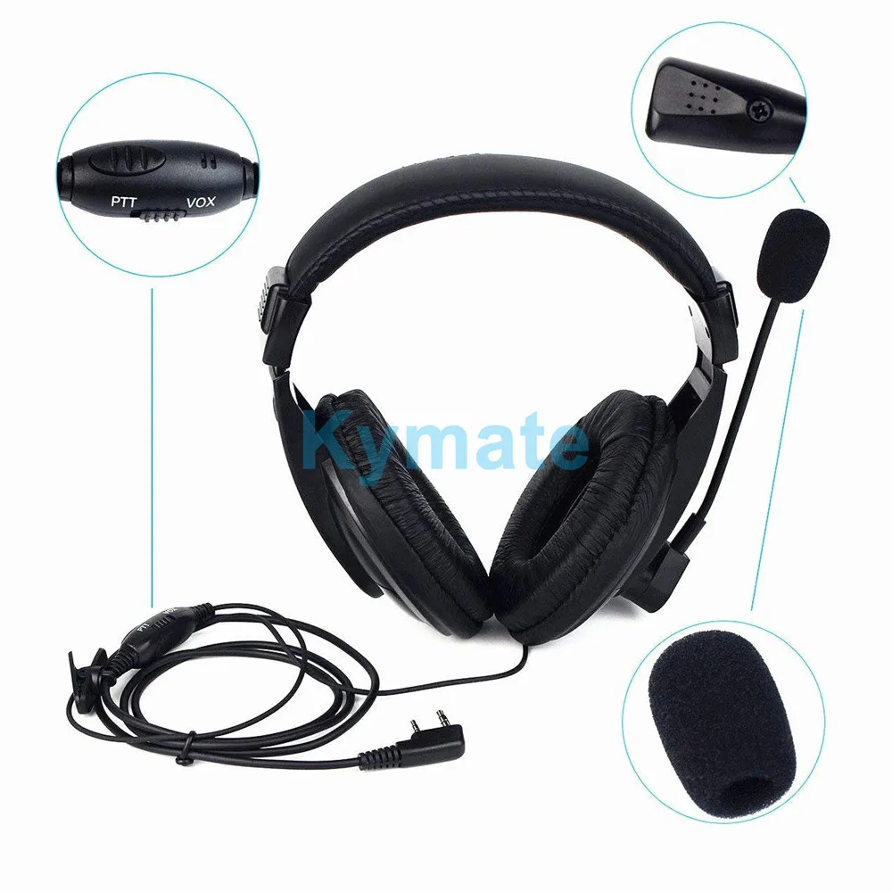 Walkie talkie PTT VOX two way radio Headset earpieces 2 Pin K Plug BF-888S 777 noise cancelling earphone for BaoFeng UV5R UV-82