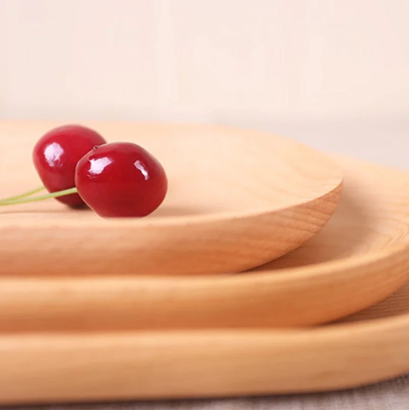 Technology Japanese Wooden Plate Beech Solid Wood Bread Serving Platter Snack Food Trays Sundries Jewellery Cashier Plates | Дом и сад