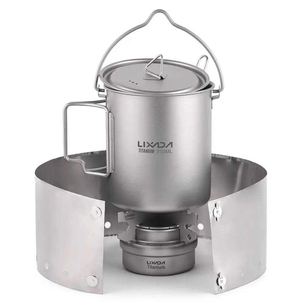 Lixada 5 шт. набор посуды для кемпинга пикника 450 мл/750 мл кастрюля спиртовая плита