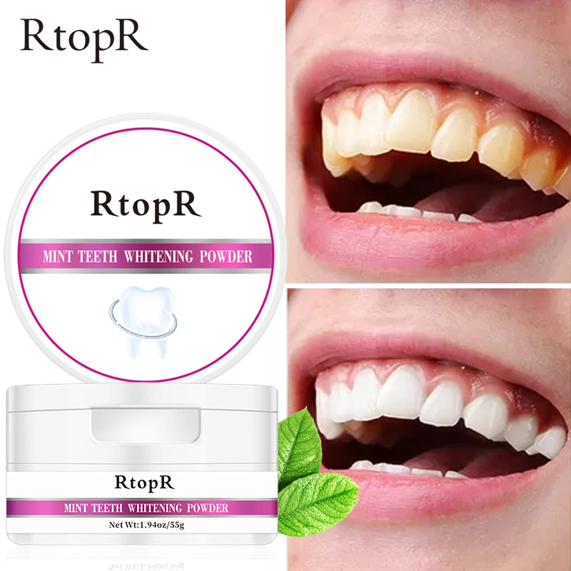 

55G Mint Teeth Whitening Powder Toothpaste Dental White Teeth Cleaning Oral Hygiene Toothbrush Gel Remove Tartar Plaque Stains