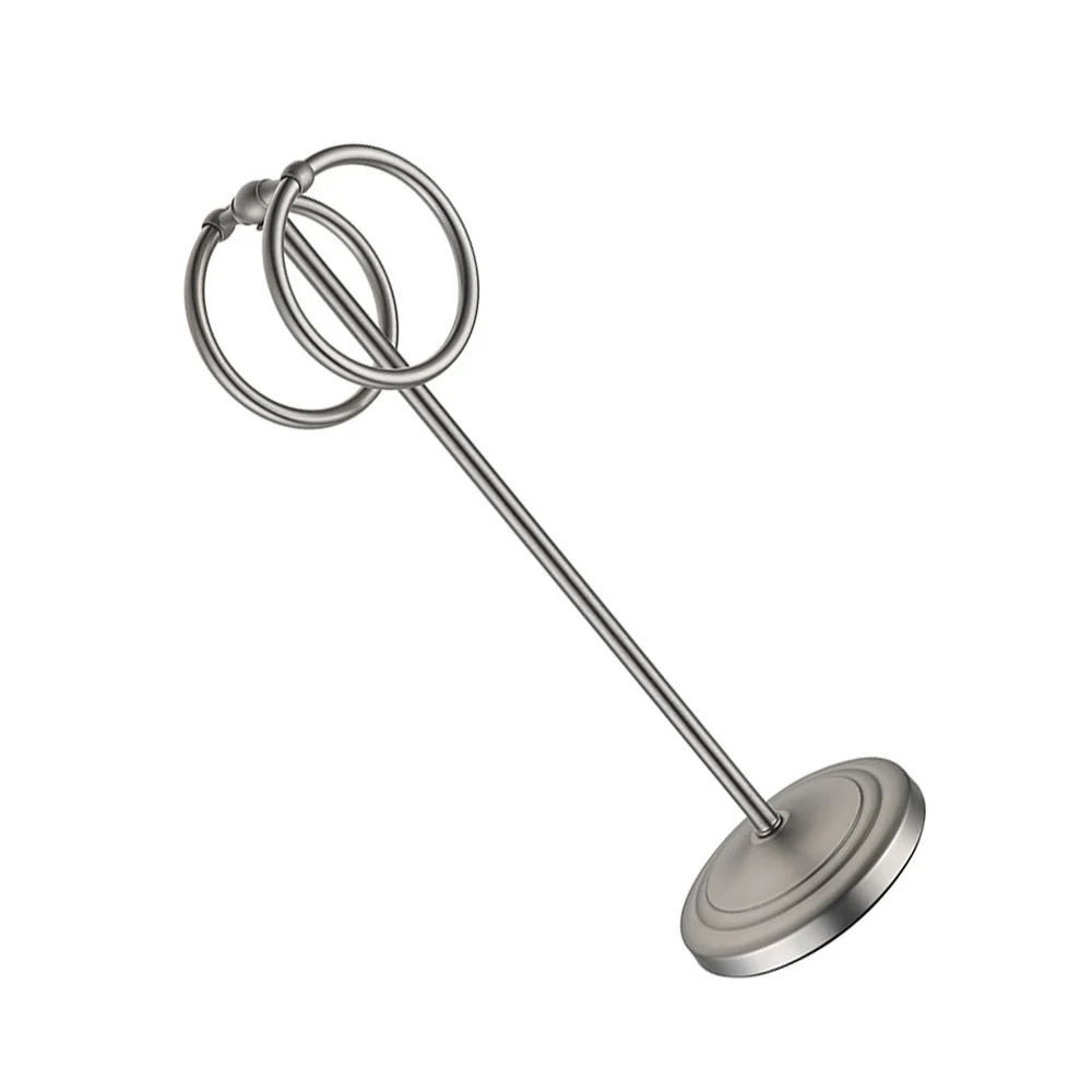 

1Pc Stainless Steel Towel Rack Movable Floor-standing Double Rings Towel Rack